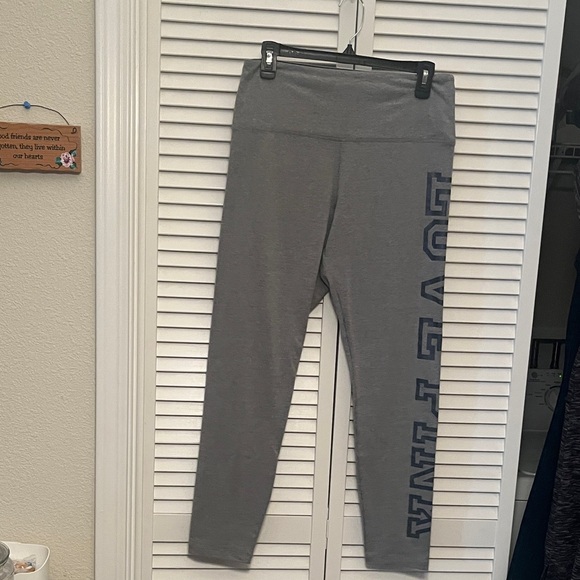 PINK Victoria's Secret Pants - PINK Victoria's Secret Gray Leggings with Bold Navy Text